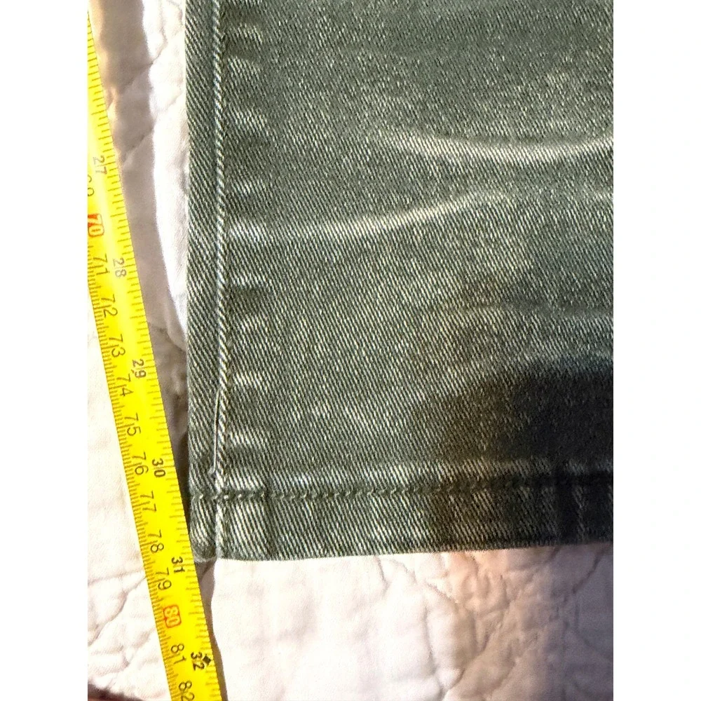 Smoke Rise Moto Jeans Mens 42/32 Green Distressed Slim Straight Biker Pants